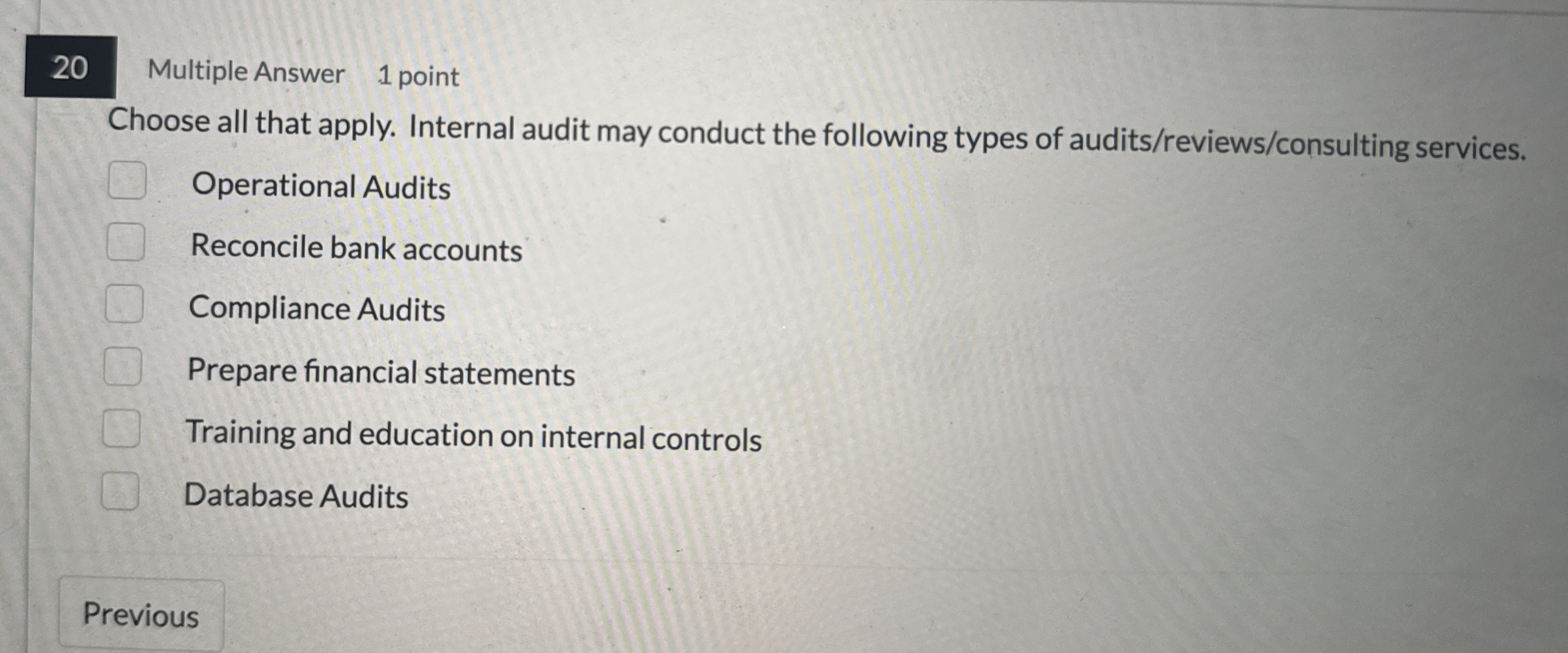2 0 Multiple Answer 1 point Choose all that