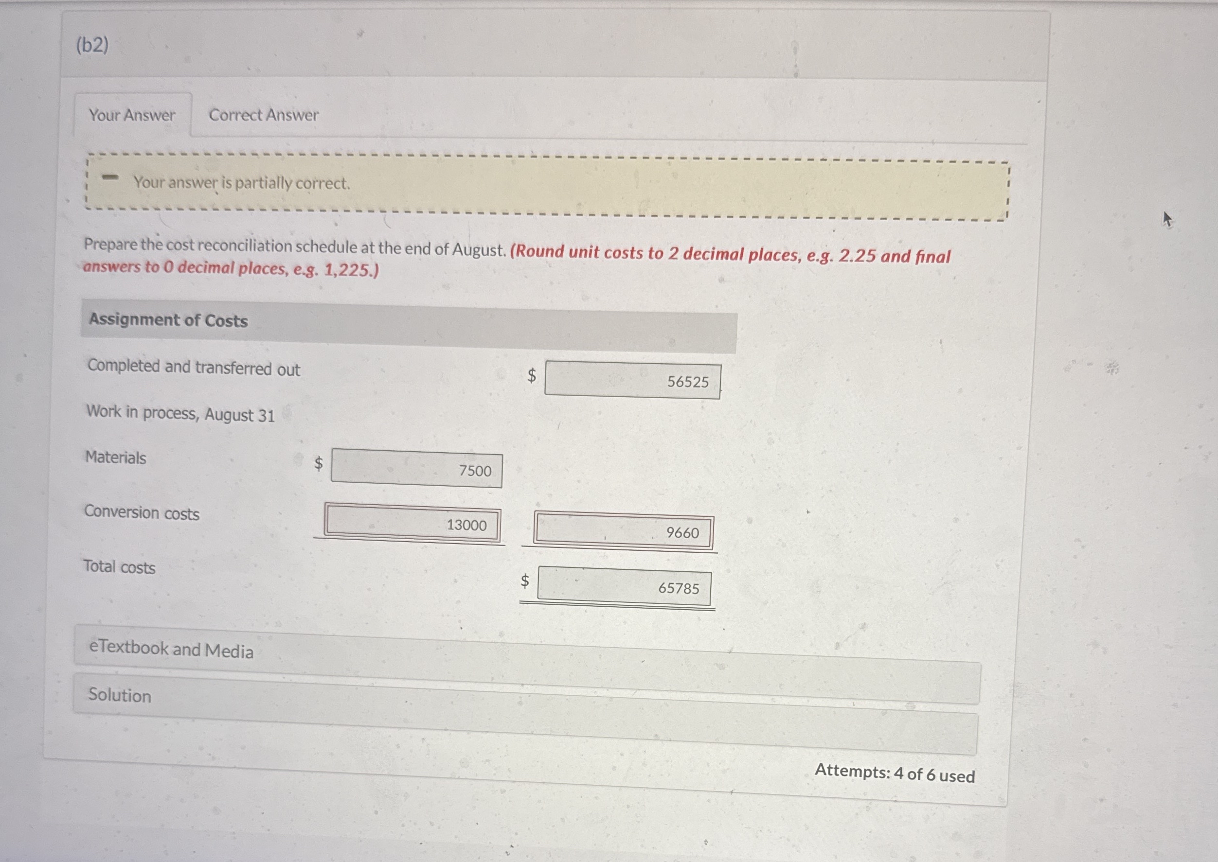 ( b 2 ) Correct Answer Your answer is partially