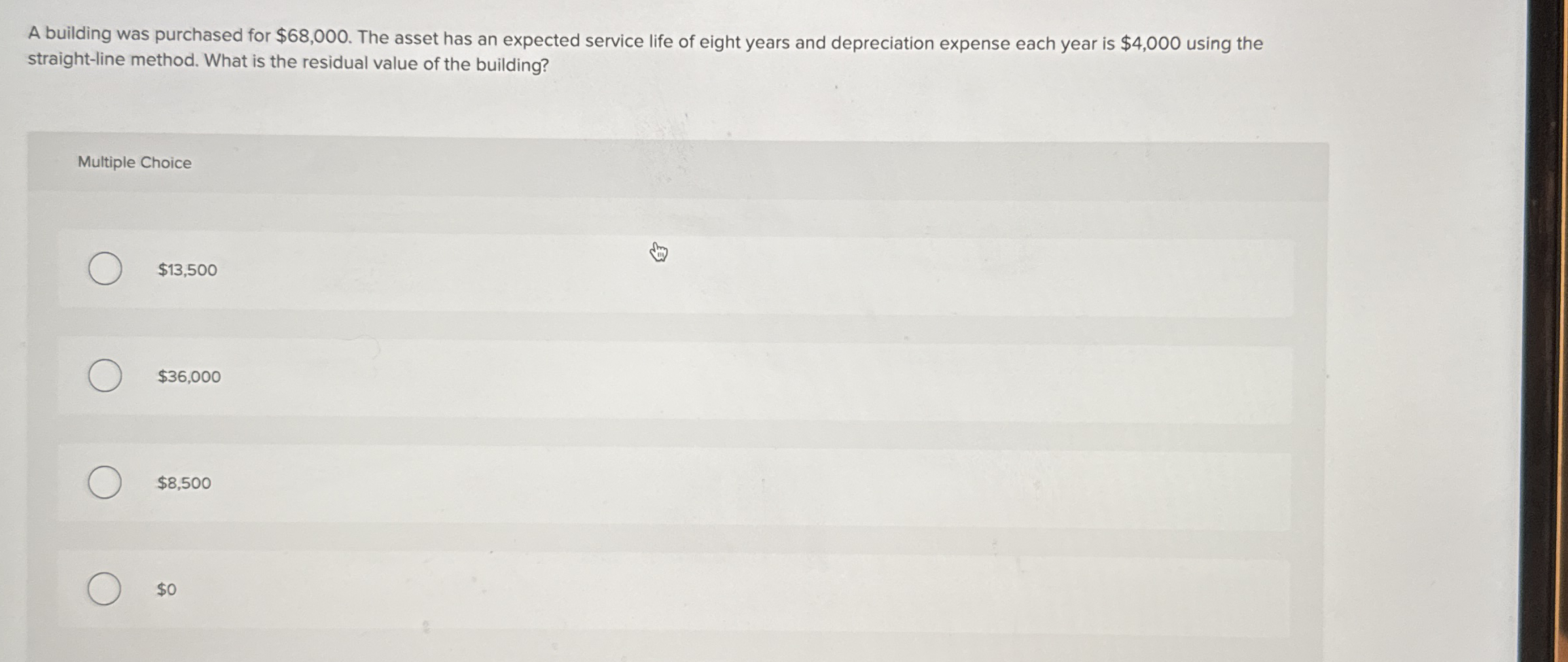 A building was purchased for $ 6 8 , 0 0 0 . The