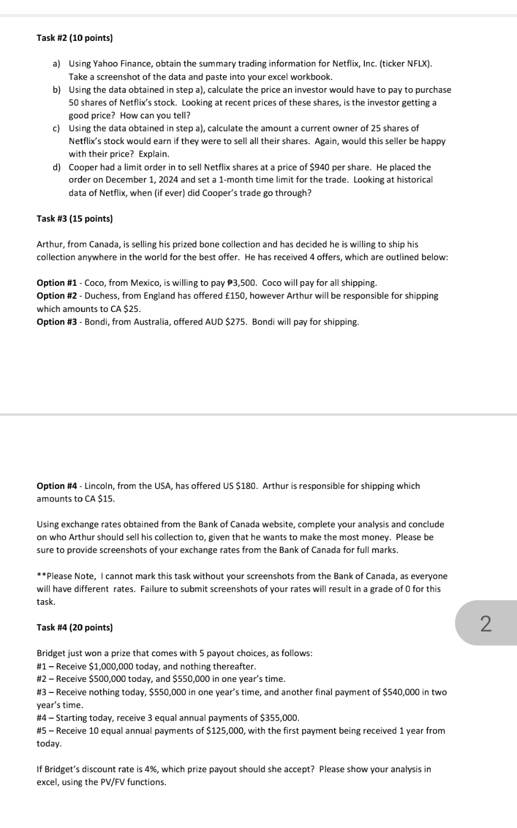 Task # 2 ( 1 0 points ) a ) Using Yahoo Finance,