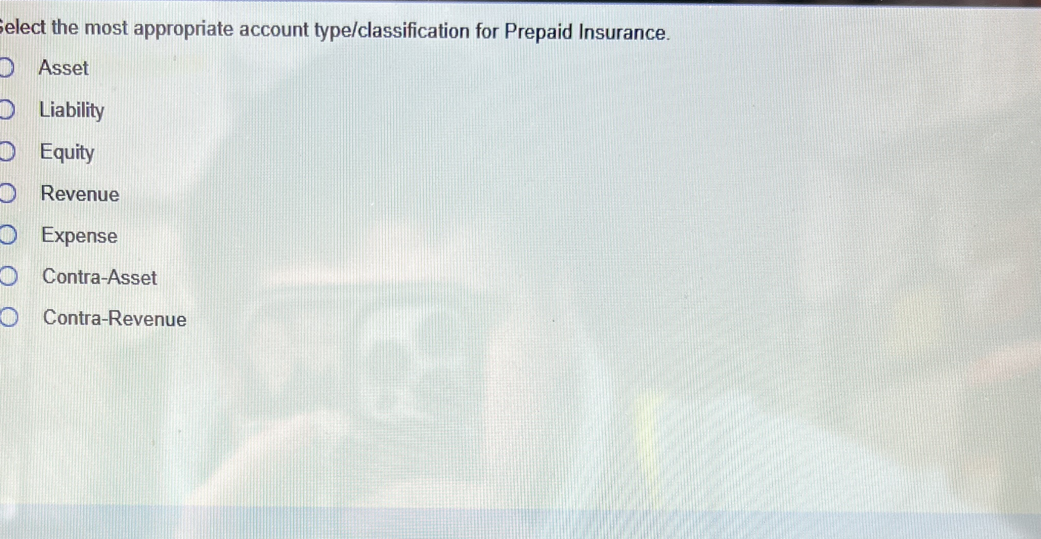 elect the most appropriate account type /