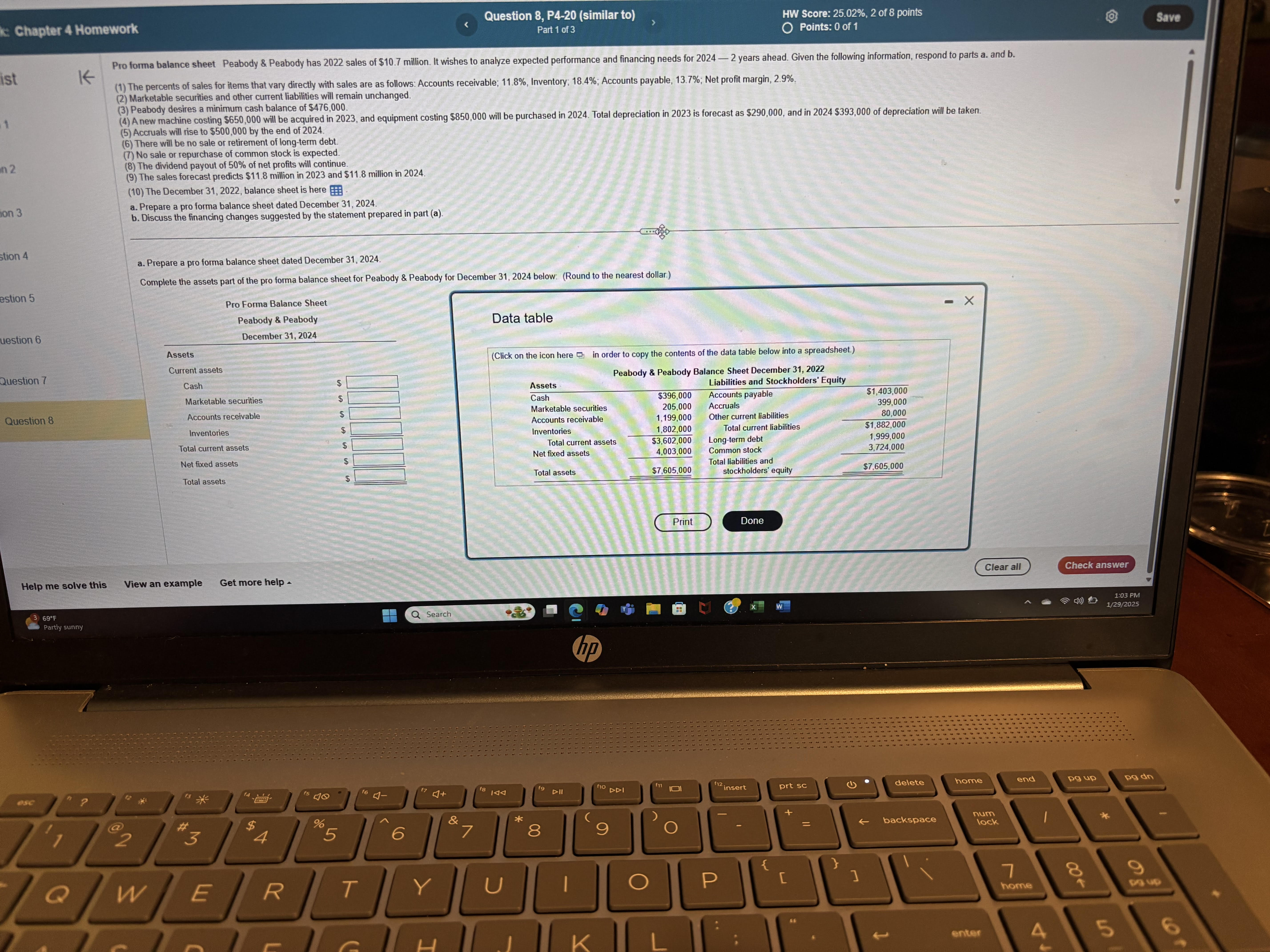 Question content area top Part 1 Pro forma