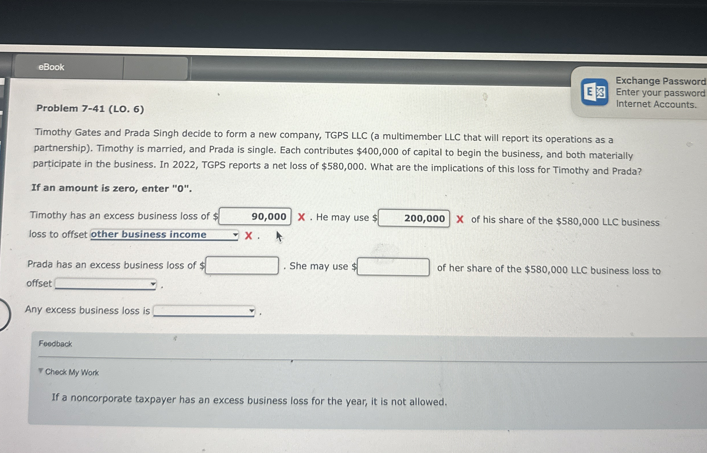 eBook Problem 7 - 4 1 ( LO . 6 ) Exchange