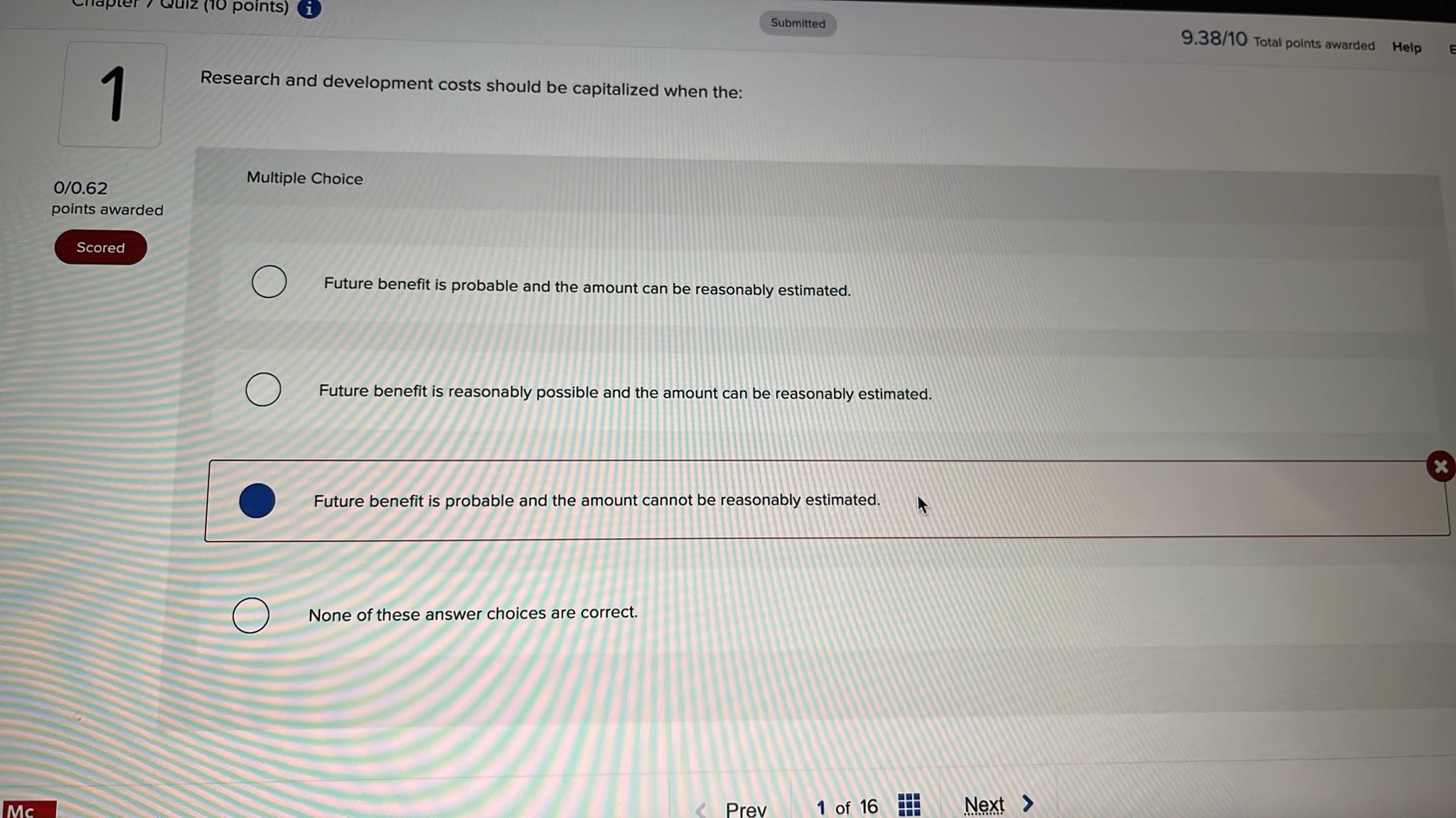 9 . 3 8 / 1 0 Total points awarded Help 1