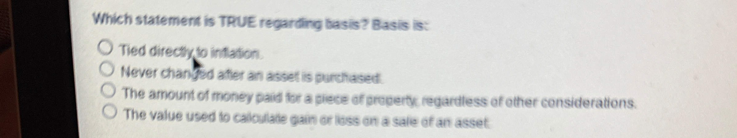 Which statement is TPUE regarding basis? Basis