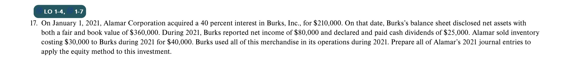 LO 1 - 4 , 1 - 7 On January 1 , 2 0 2 1 , Alamar