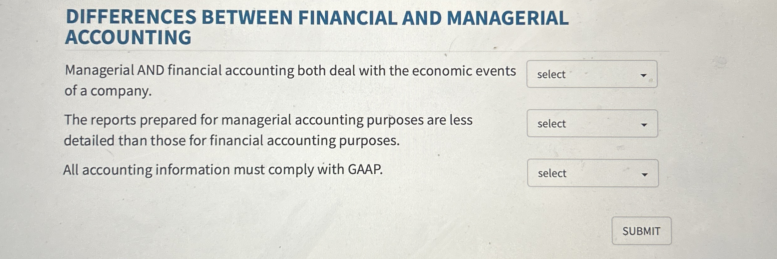 DIFFERENCES BETWEEN FINANCIAL AND MANAGERIAL