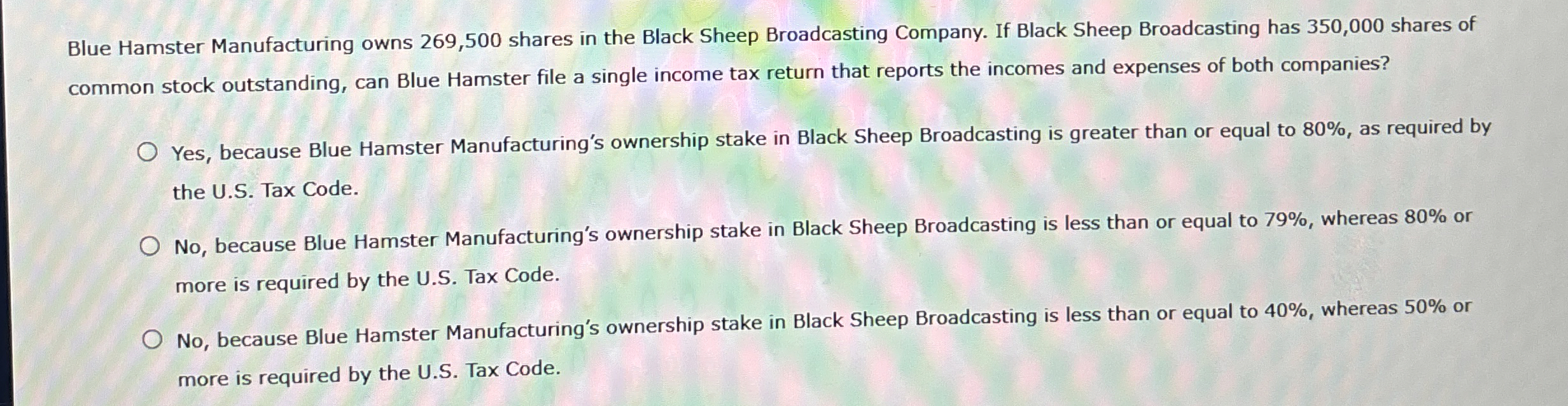Blue Hamster Manufacturing owns 2 6 9 , 5 0 0