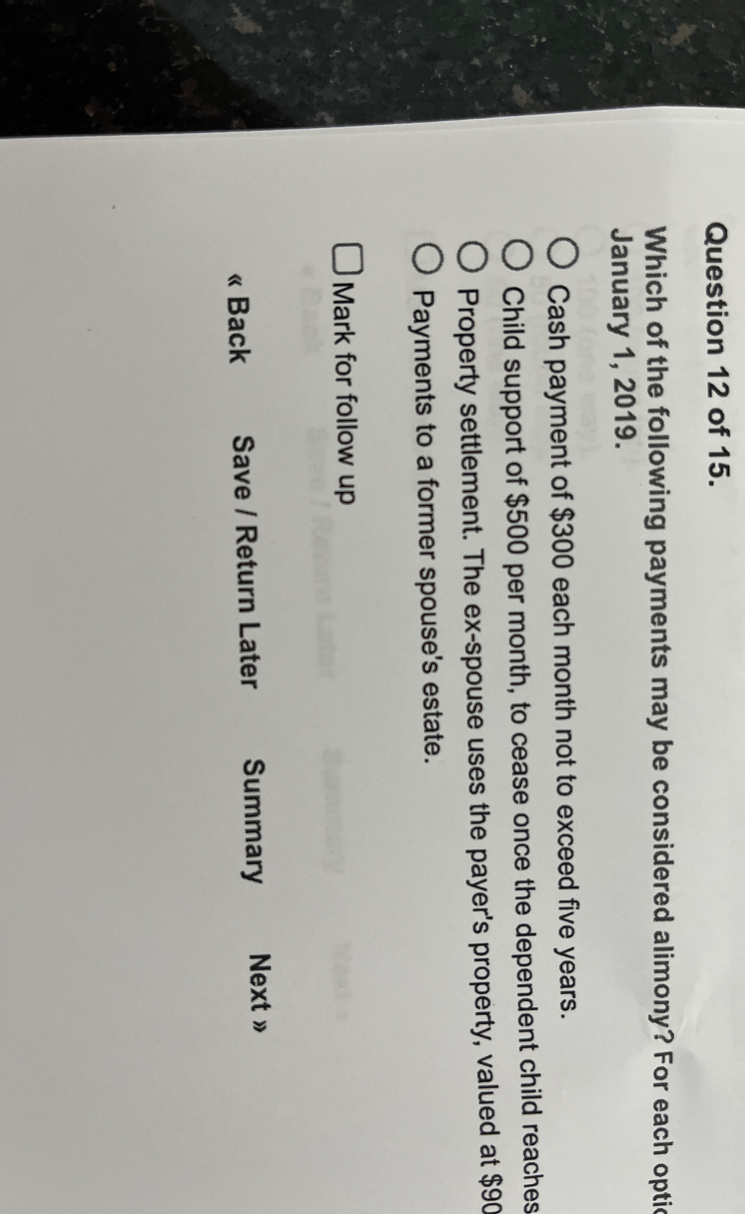 Question 1 2 of 1 5 . Which of the following