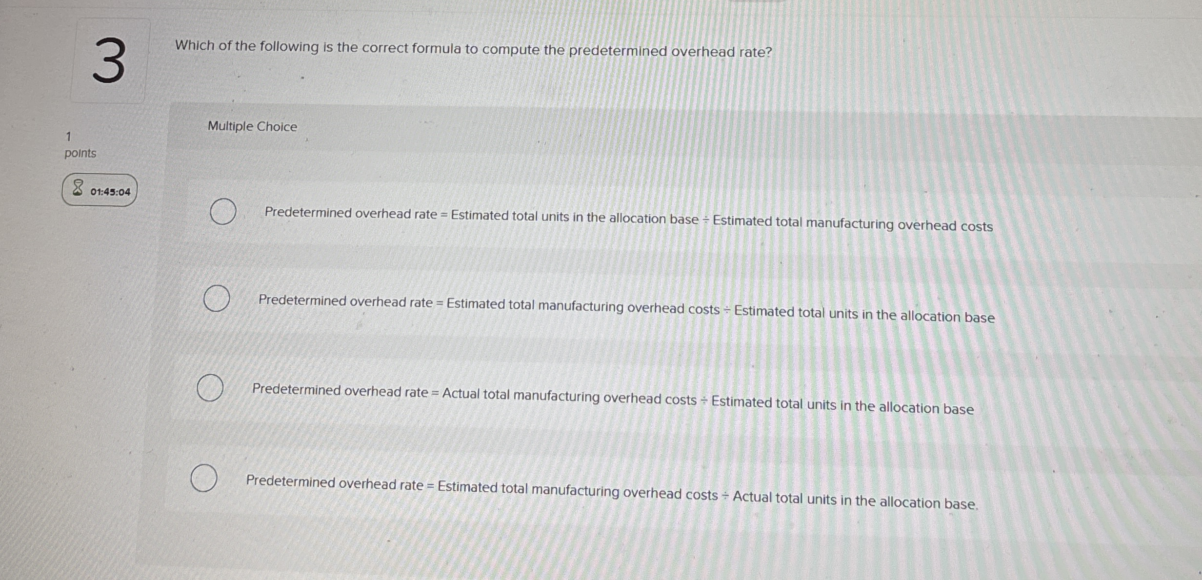 Which of the following is the correct formula to