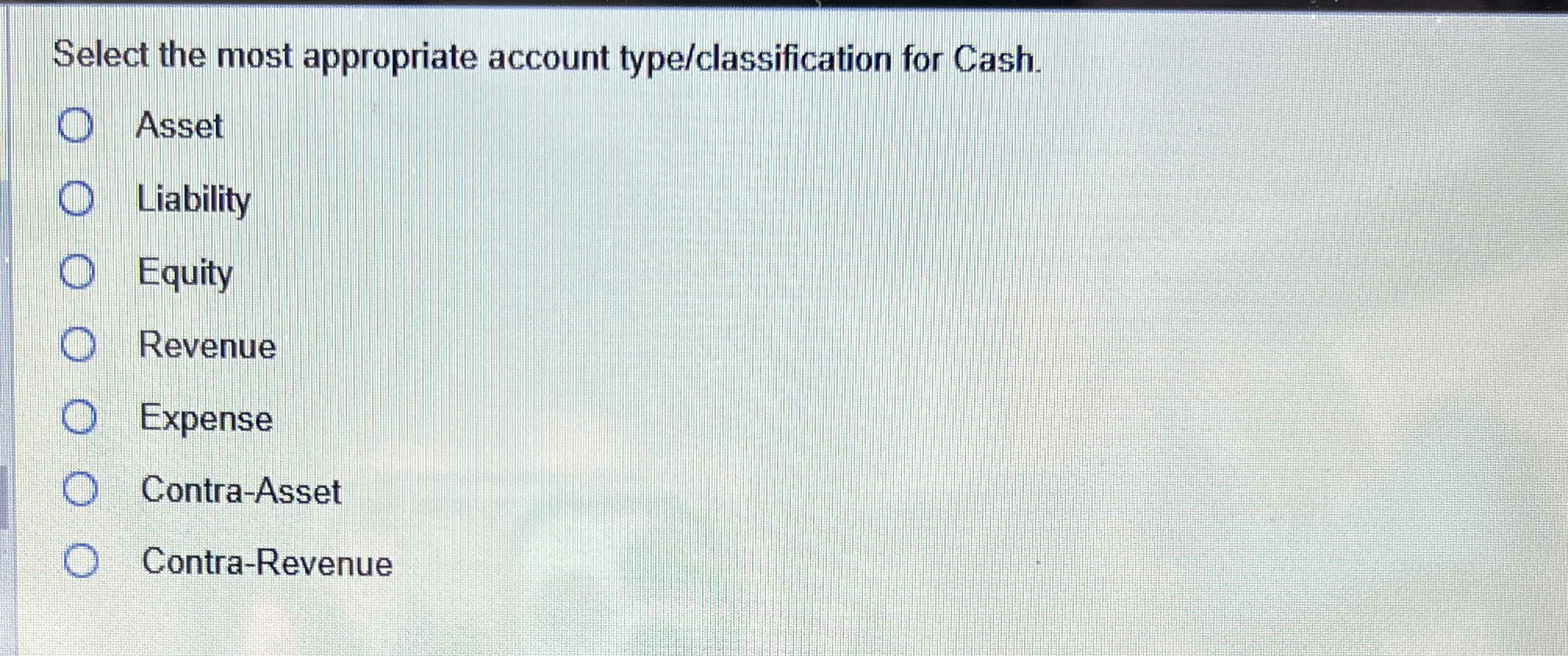 Select the most appropriate account type /