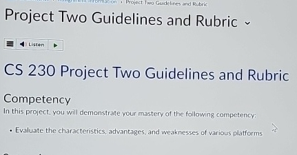 Project Two Guidelines and Rubric CS 2 3 0