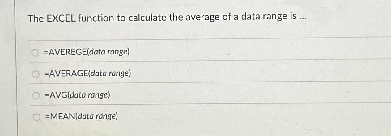 The EXCEL function to calculate the average of a