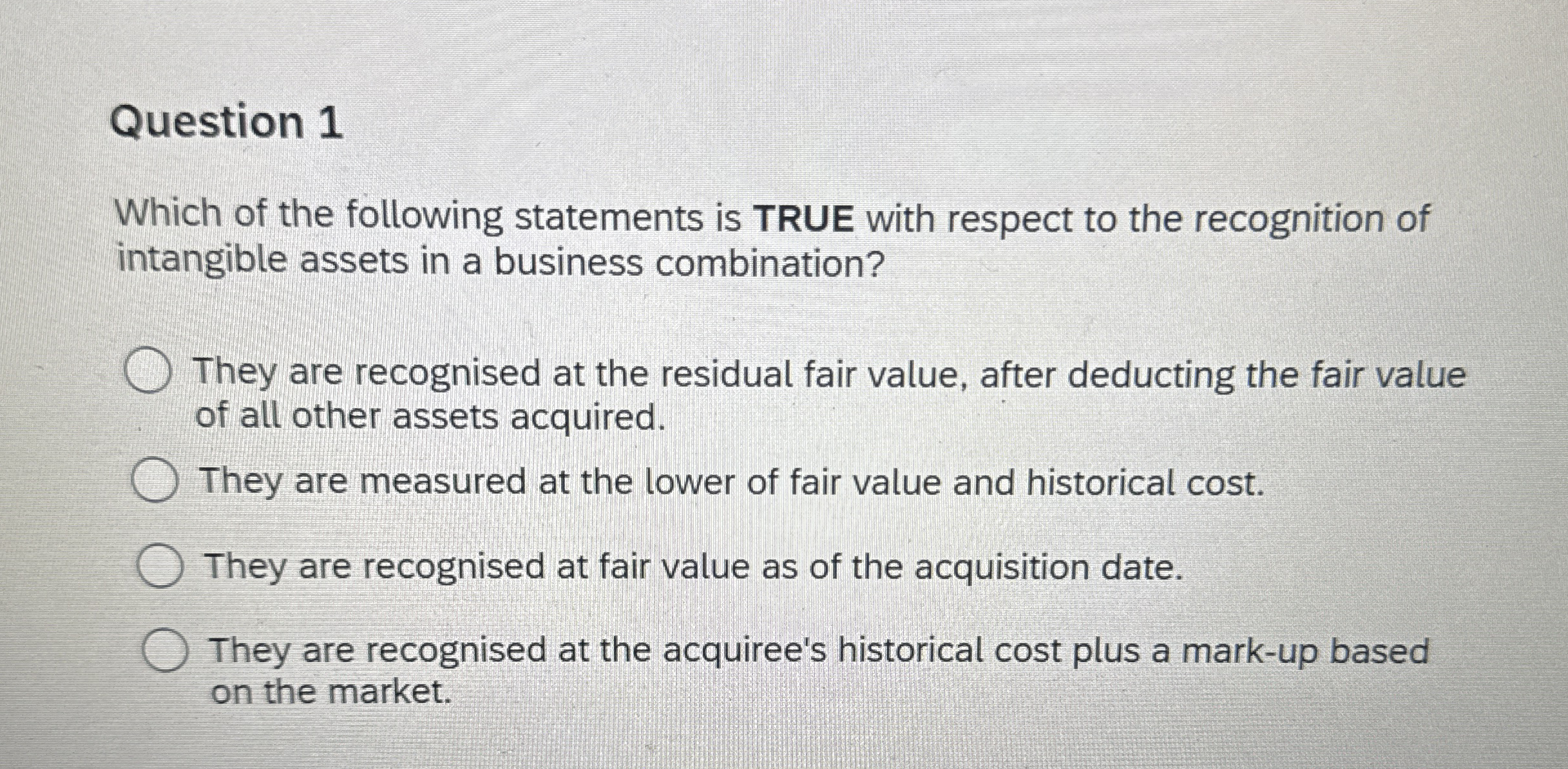 Question 1 Which of the following statements is