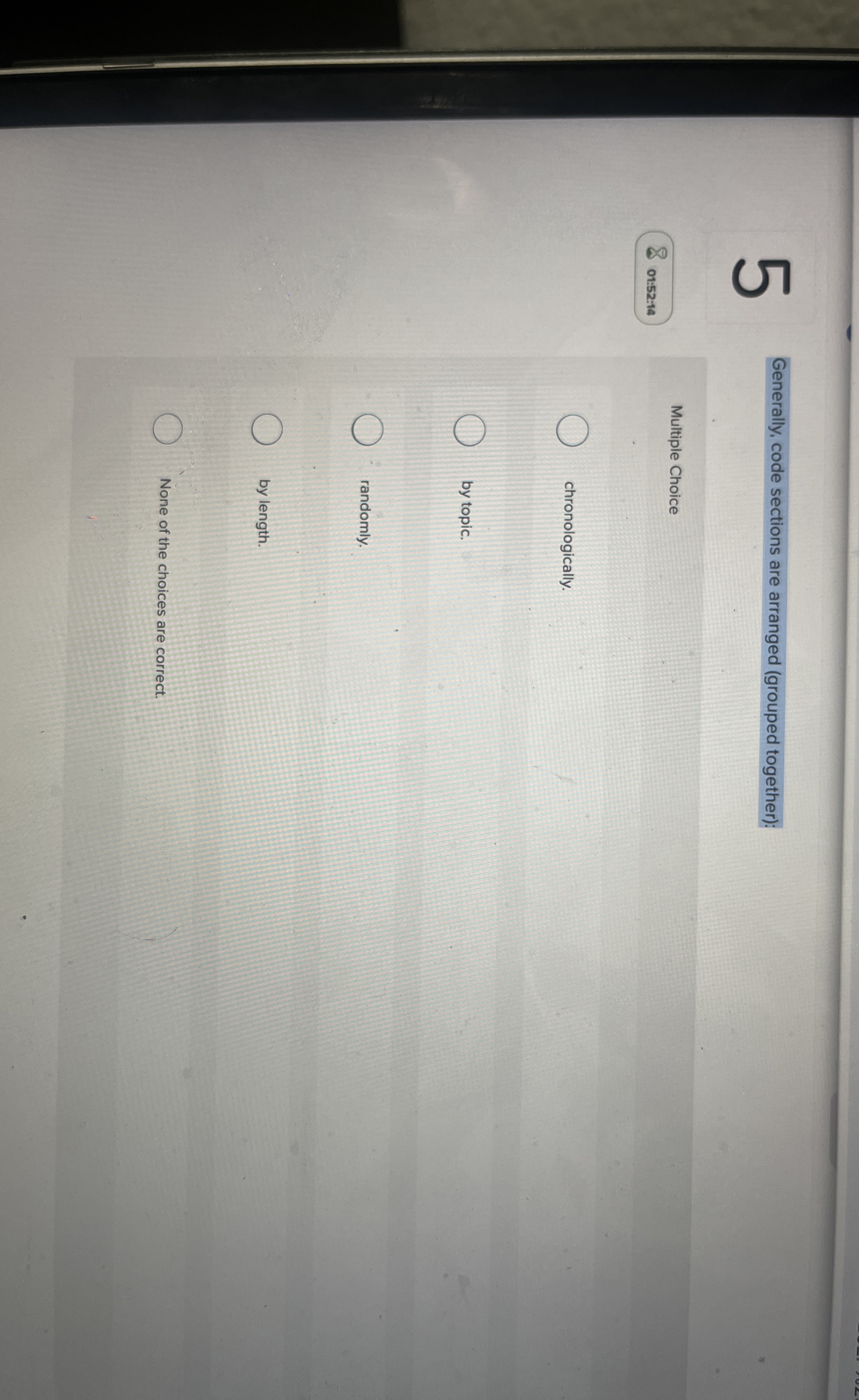 Generally, code sections are arranged ( grouped