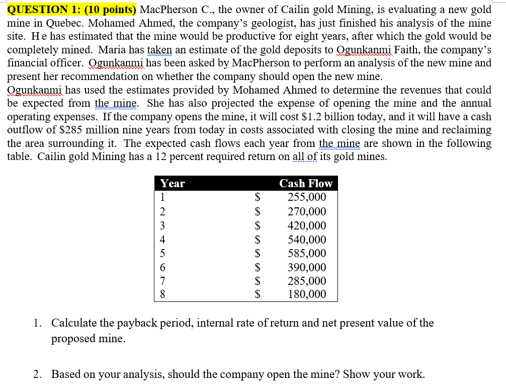 QUESTION 1 : ( 1 0 points ) MacPherson C . , the