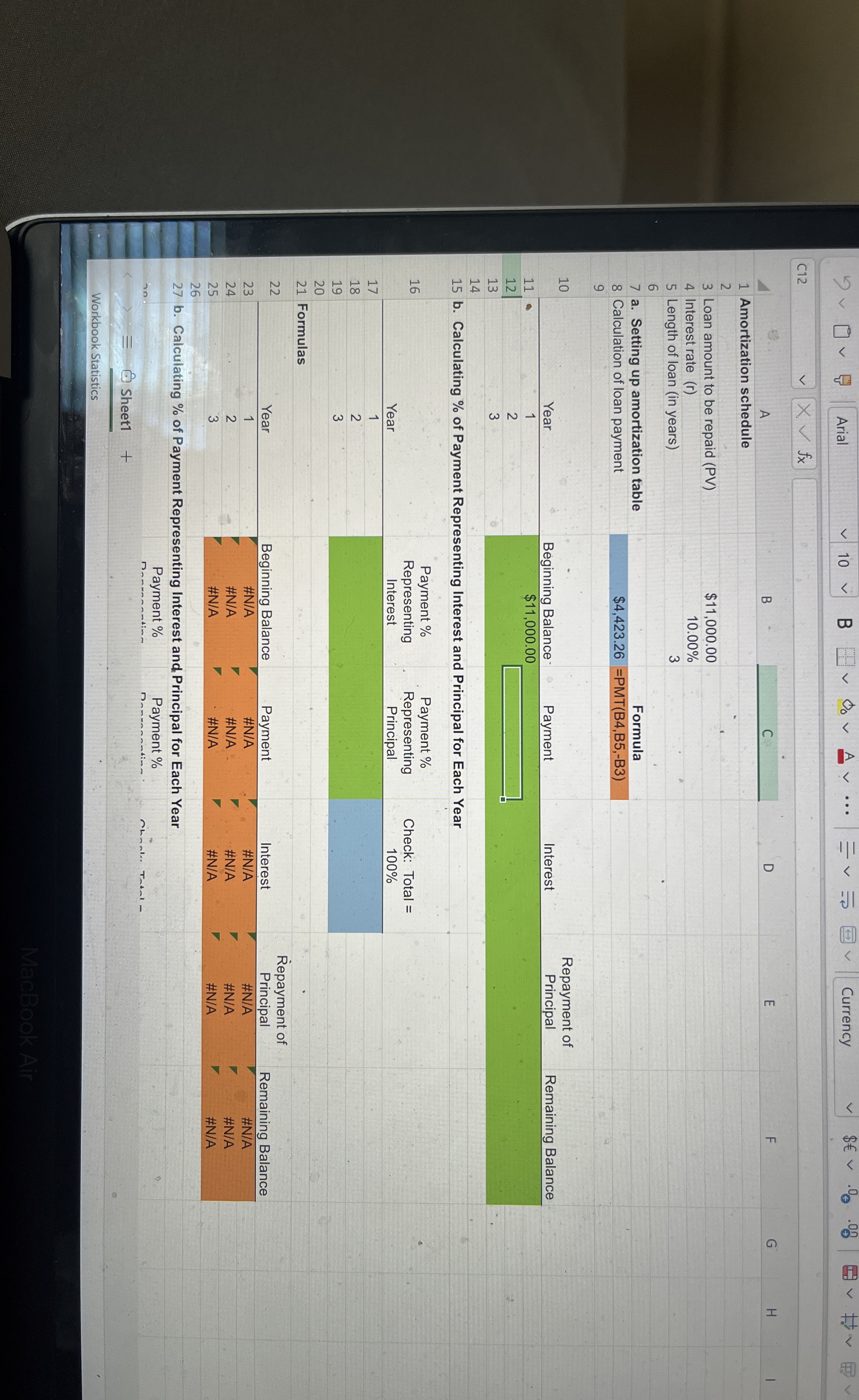 Excel Online Activity: Amortization scheaule HOME