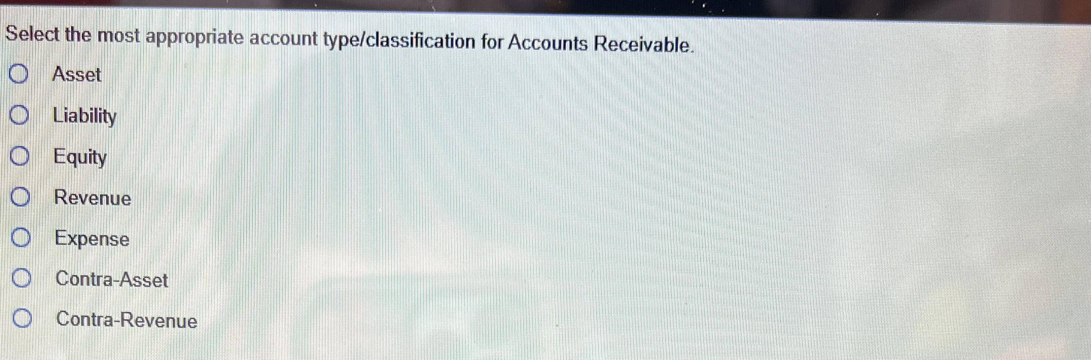 Select the most appropriate account type /