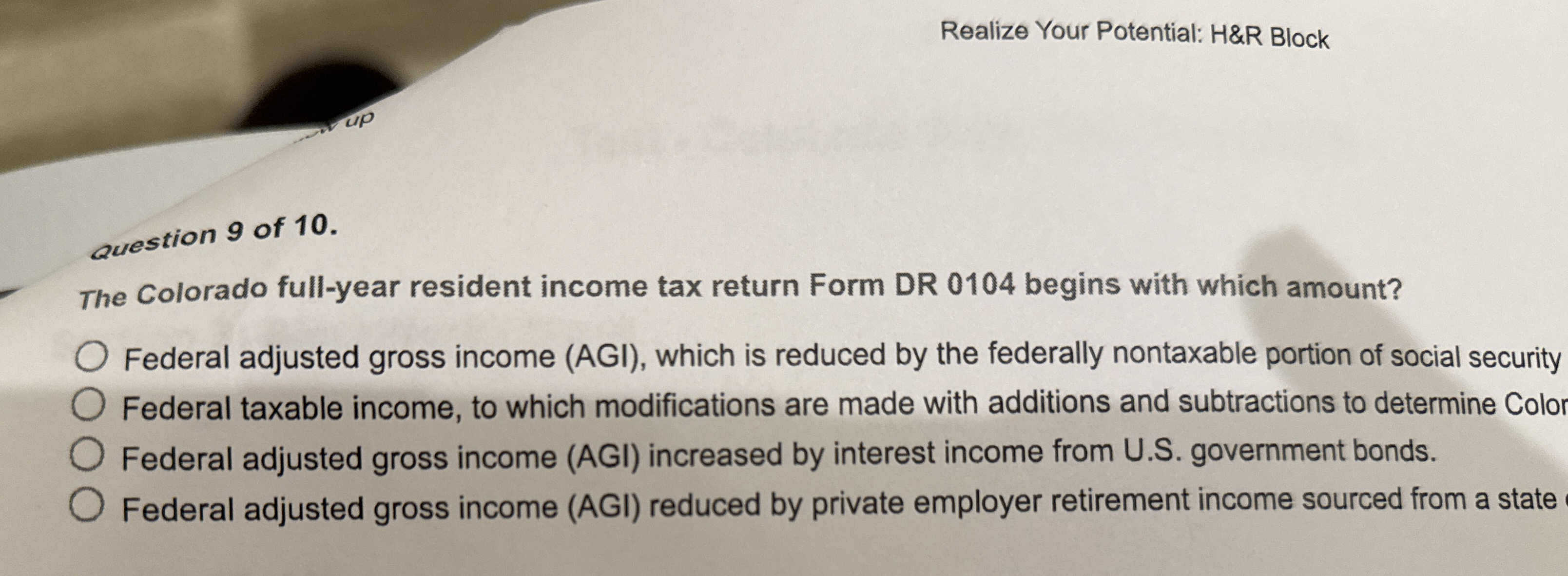 Realize Your Potential: H&R Block Question 9 of 1