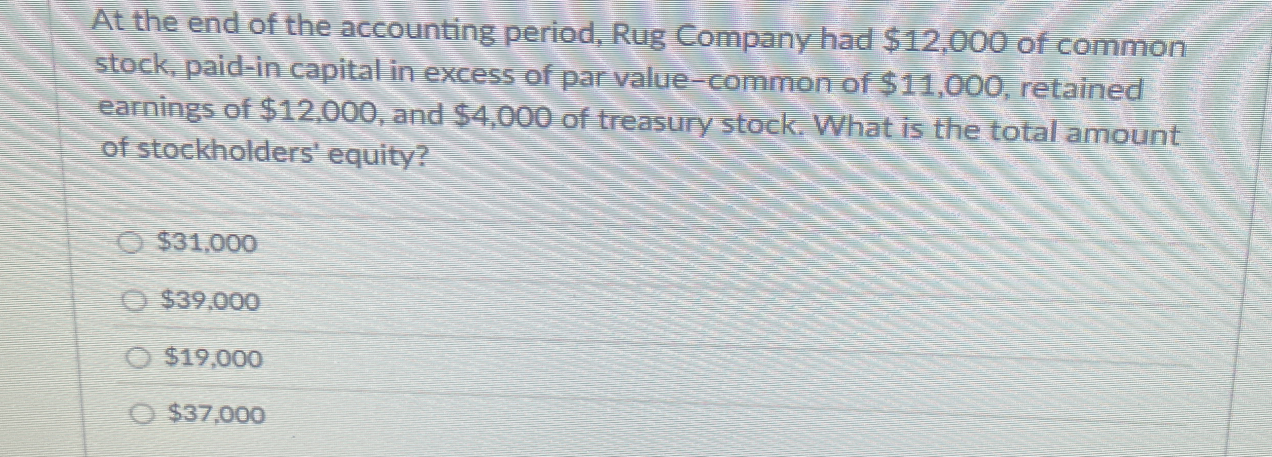At the end of the accounting period, Rug Company