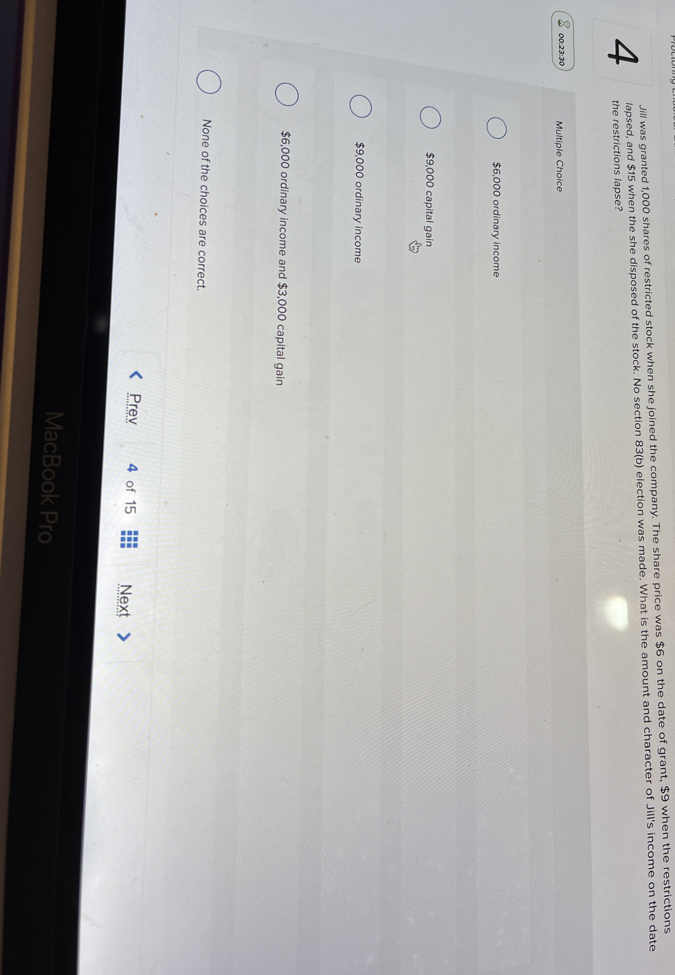 4 Jill was granted 1 , 0 0 0 shares of restricted