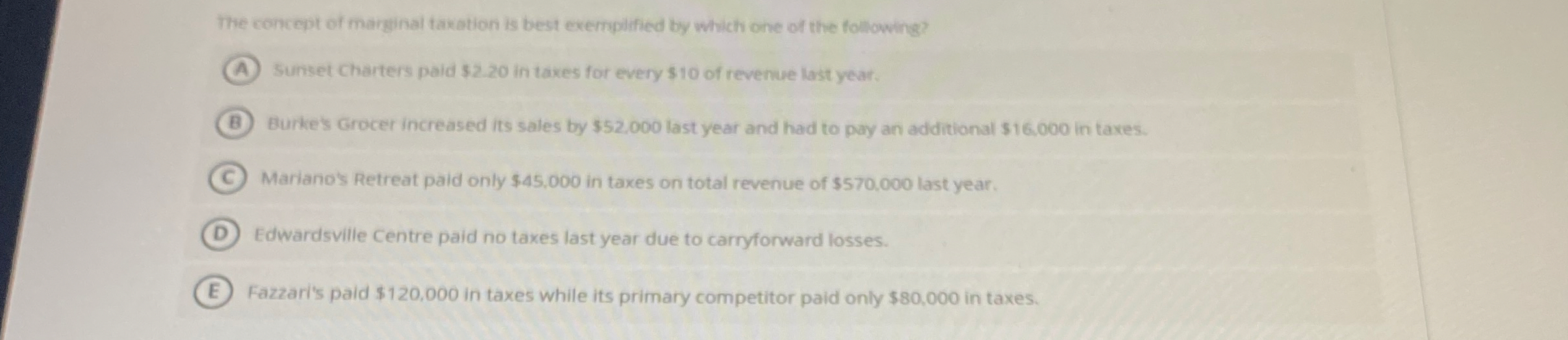 The concept of marginal taxation is best