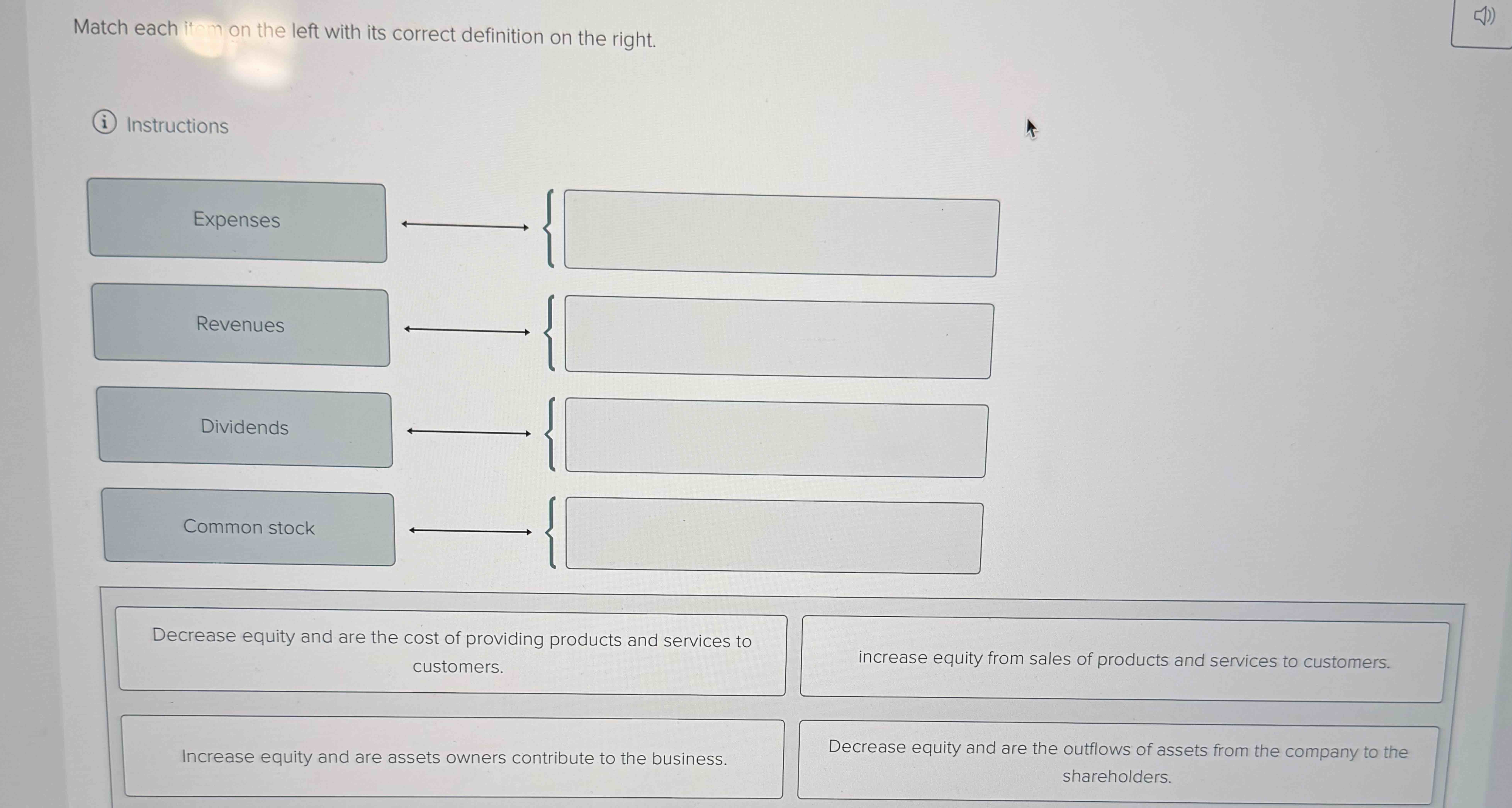 Match each item on the left with its correct