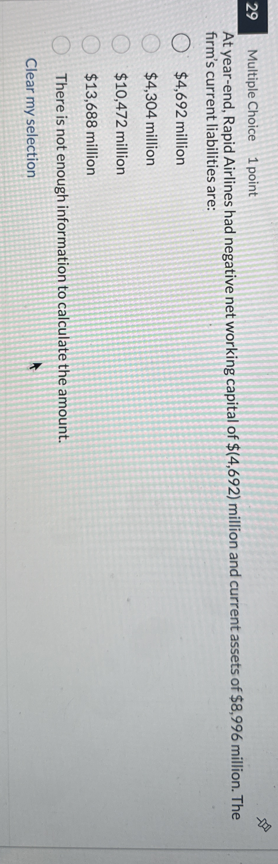 2 9 Multiple Choice 1 point At year - end, Rapid