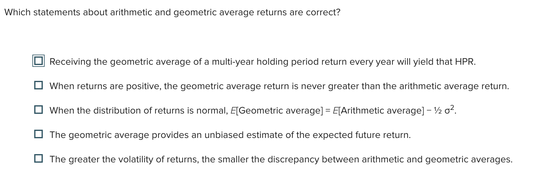 Which statements about arithmetic and geometric