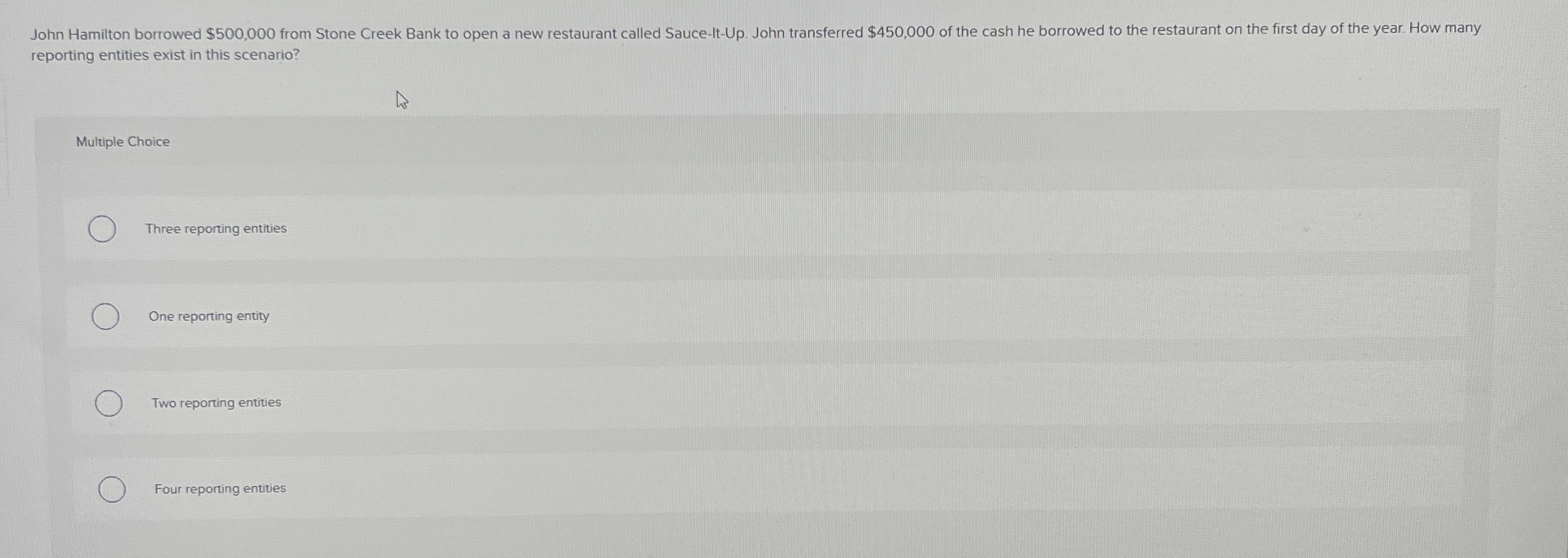 reporting entities exist in this scenario?