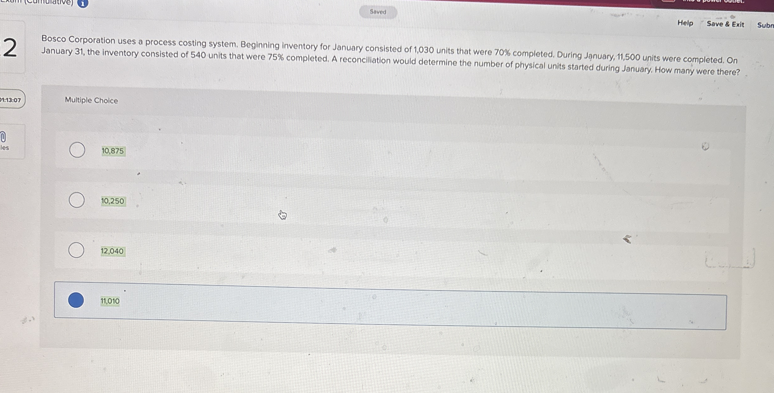 Help Save & Exit Subn 2 Bosco Corporation uses a