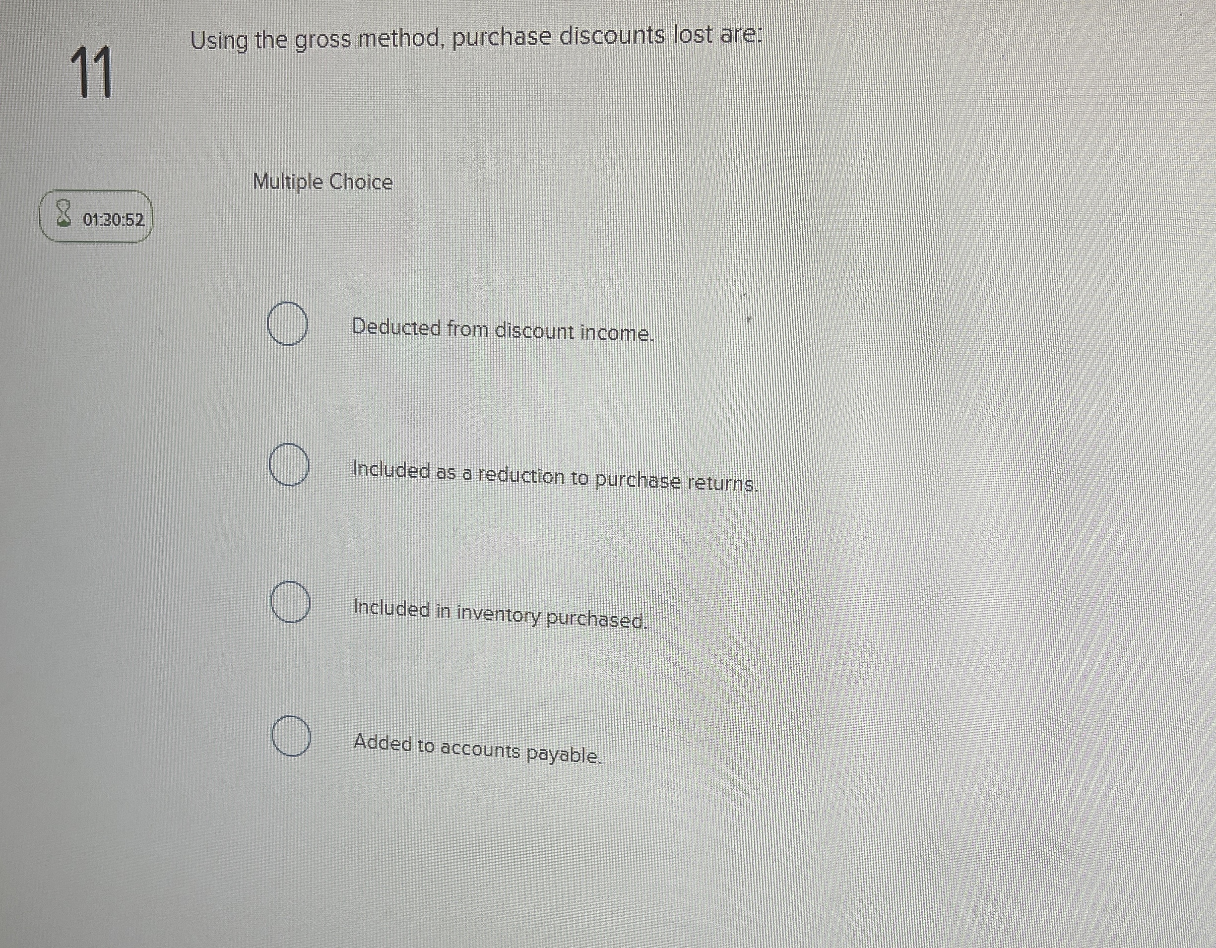1 1 Using the gross method, purchase discounts
