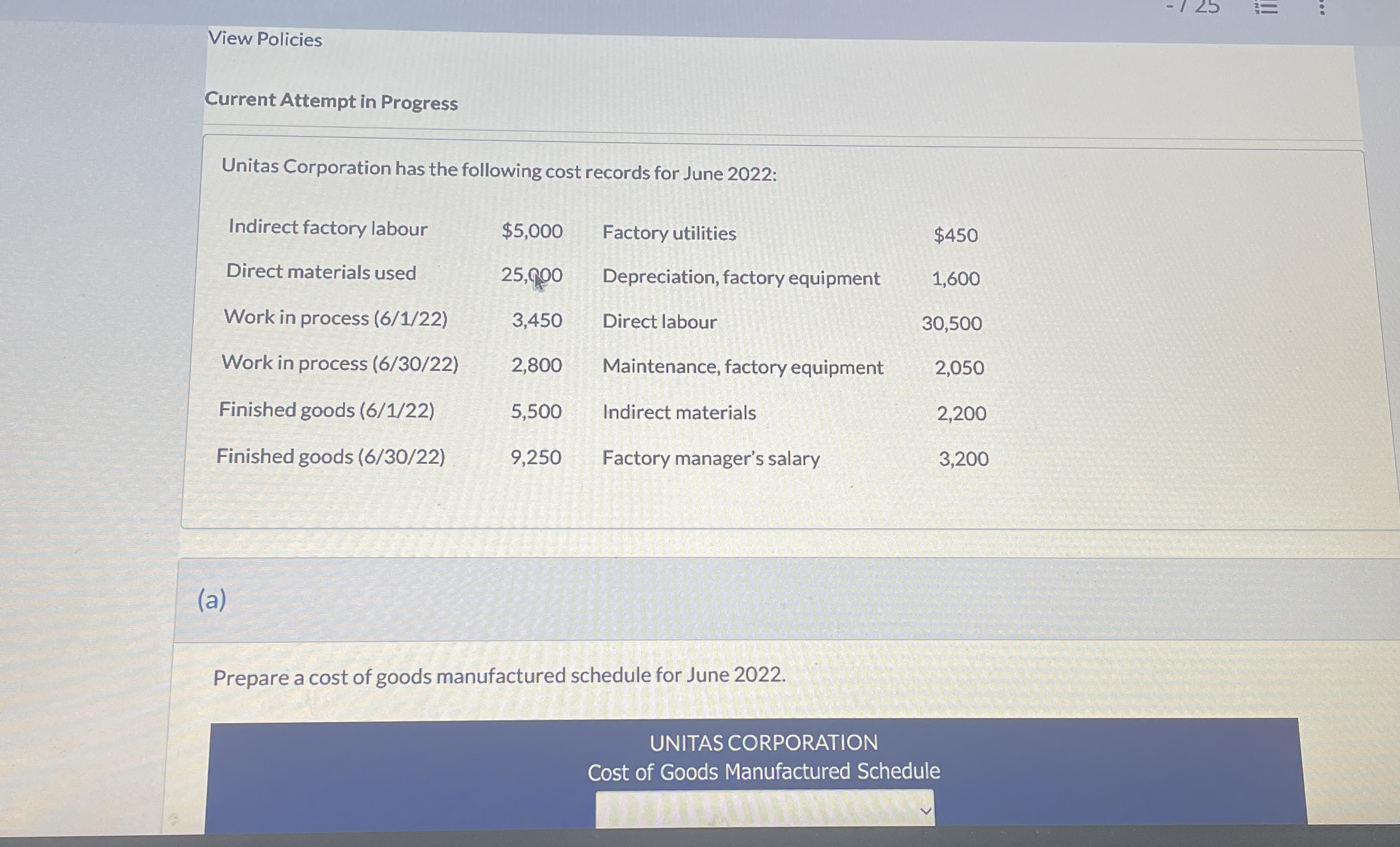 View Policies Current Attempt in Progress Unitas