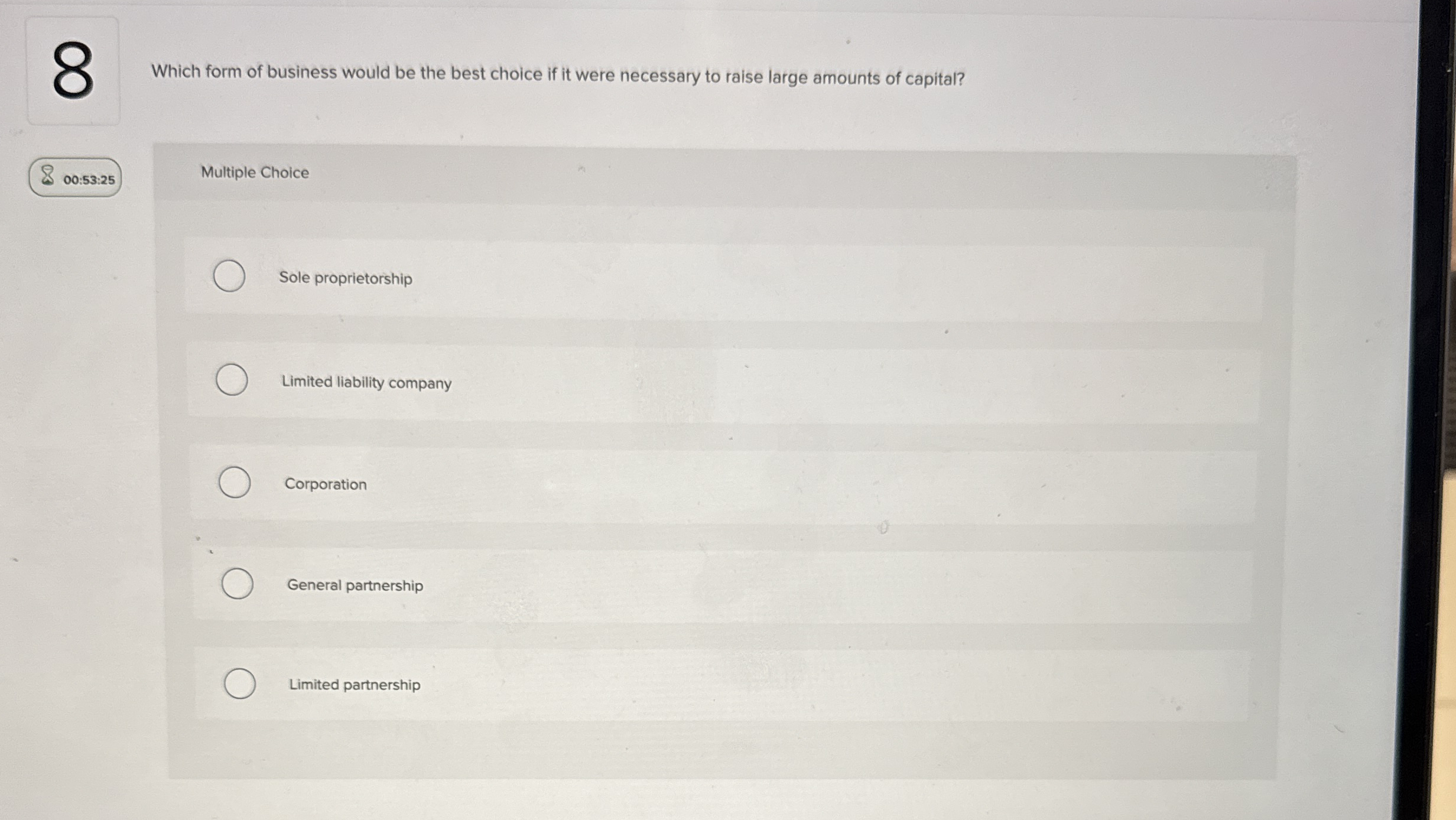 8 Which form of business would be the best choice