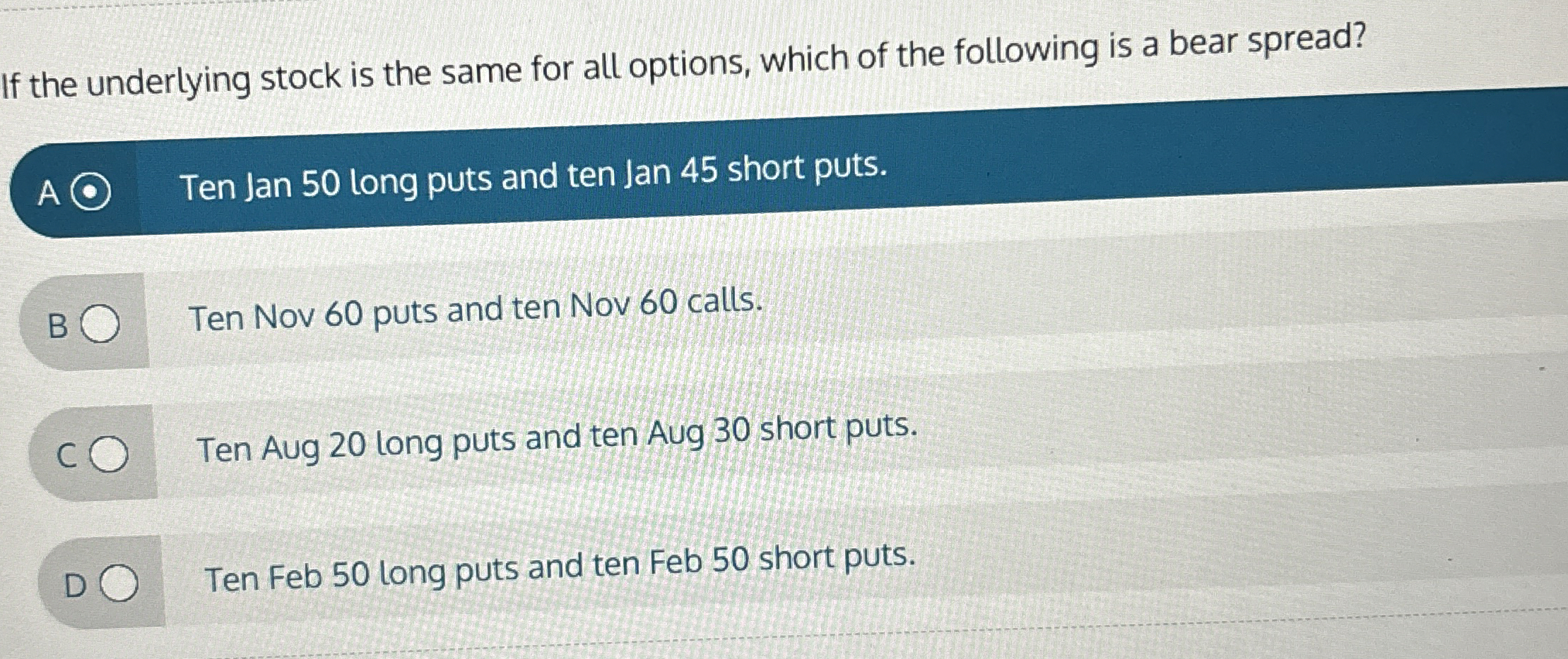 If the underlying stock is the same for all