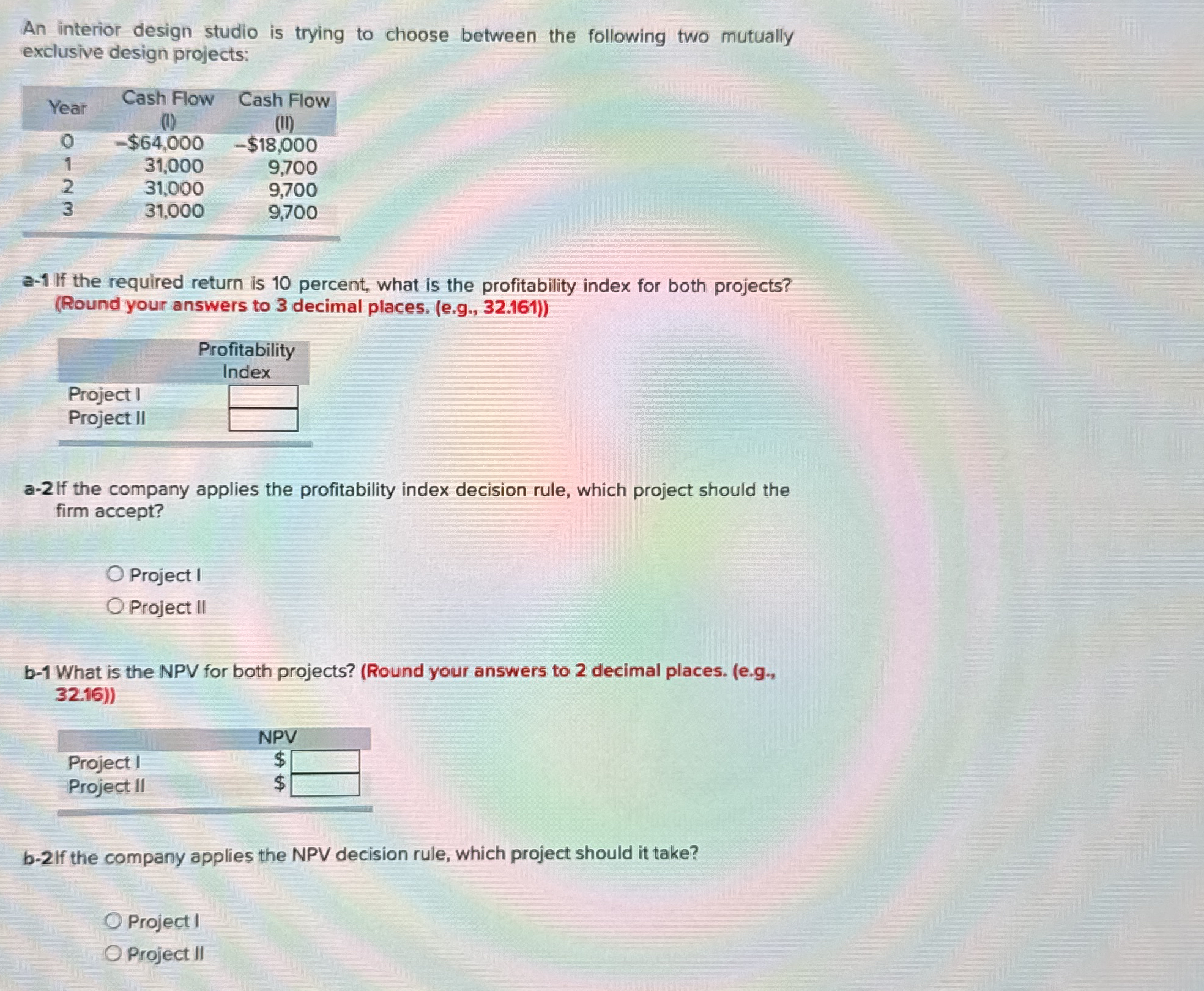 An interior design studio is trying to choose