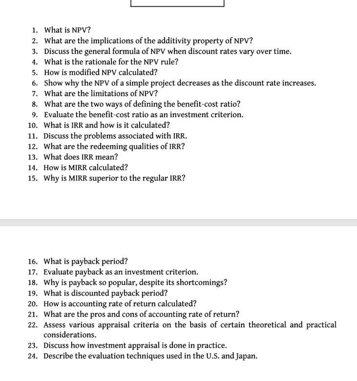 1 . What is NPV ? 2 . What are the implications