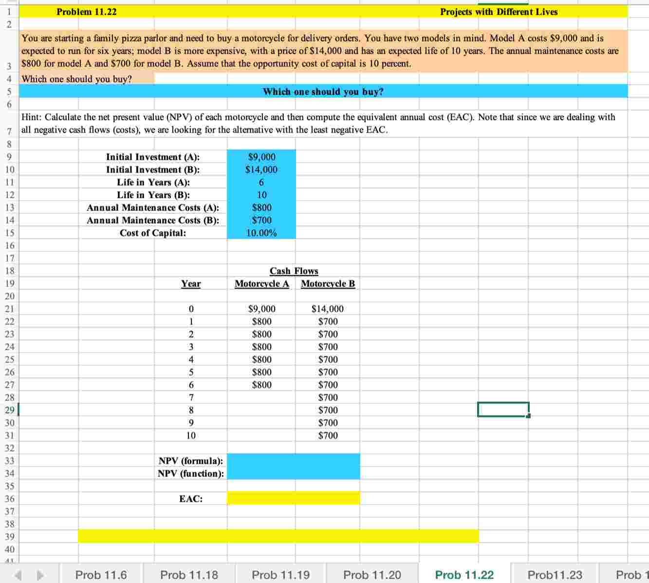 Problem 1 1 . 2 2 Projects with Different Lives