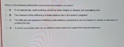 Which of the following statements concerning