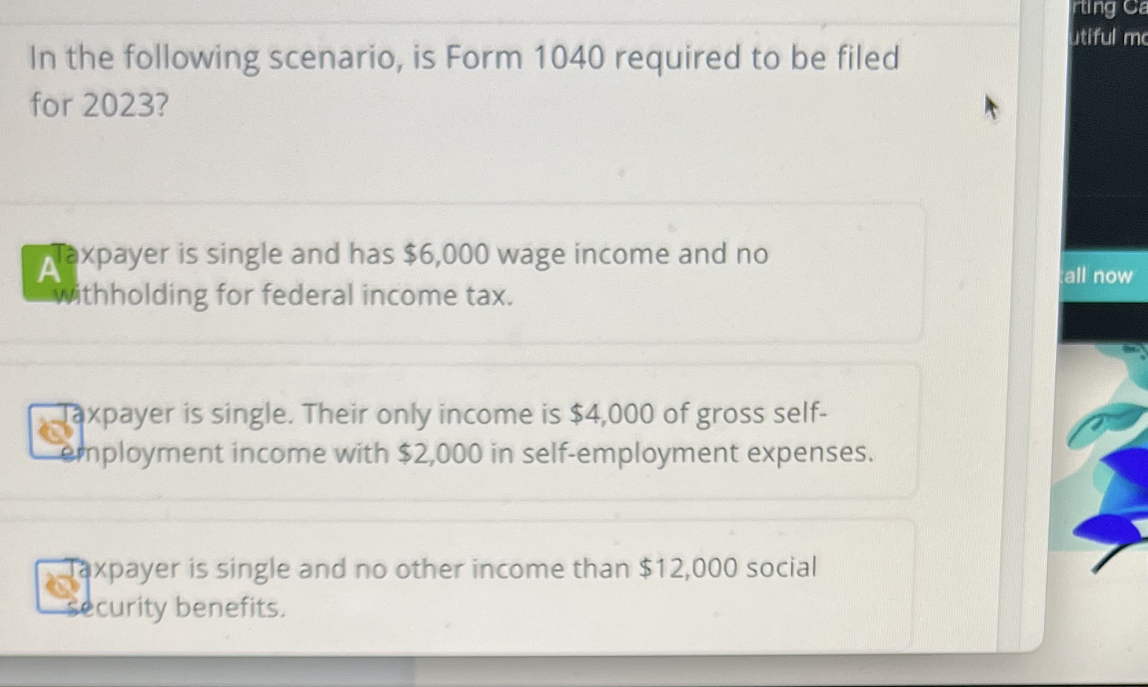 In the following scenario, is Form 1 0 4 0