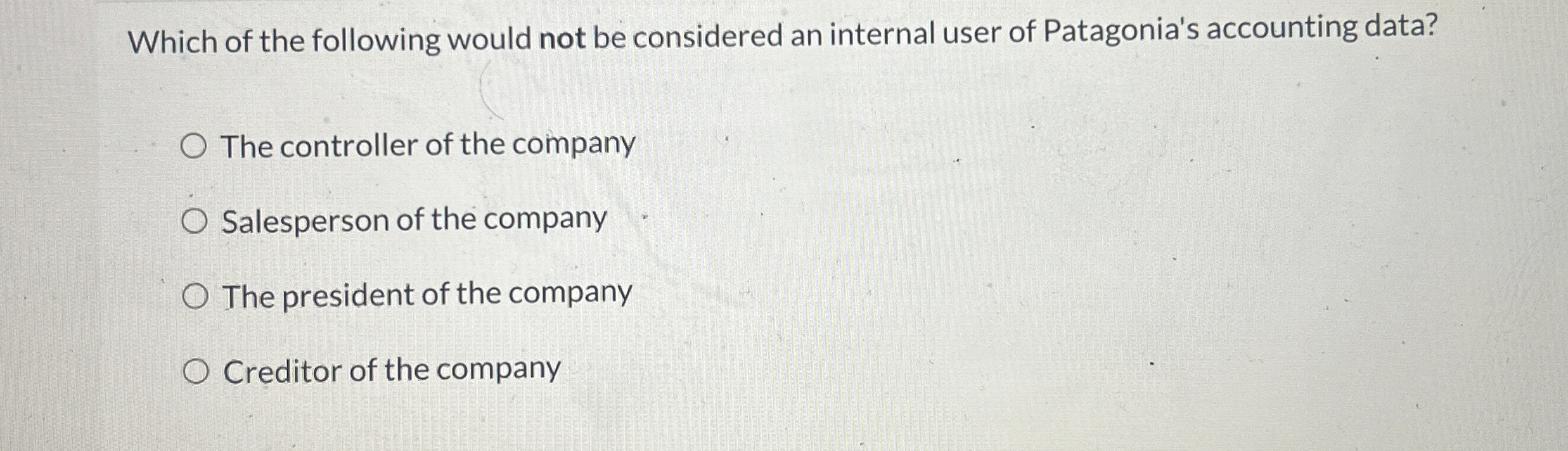 Which of the following would not be considered an