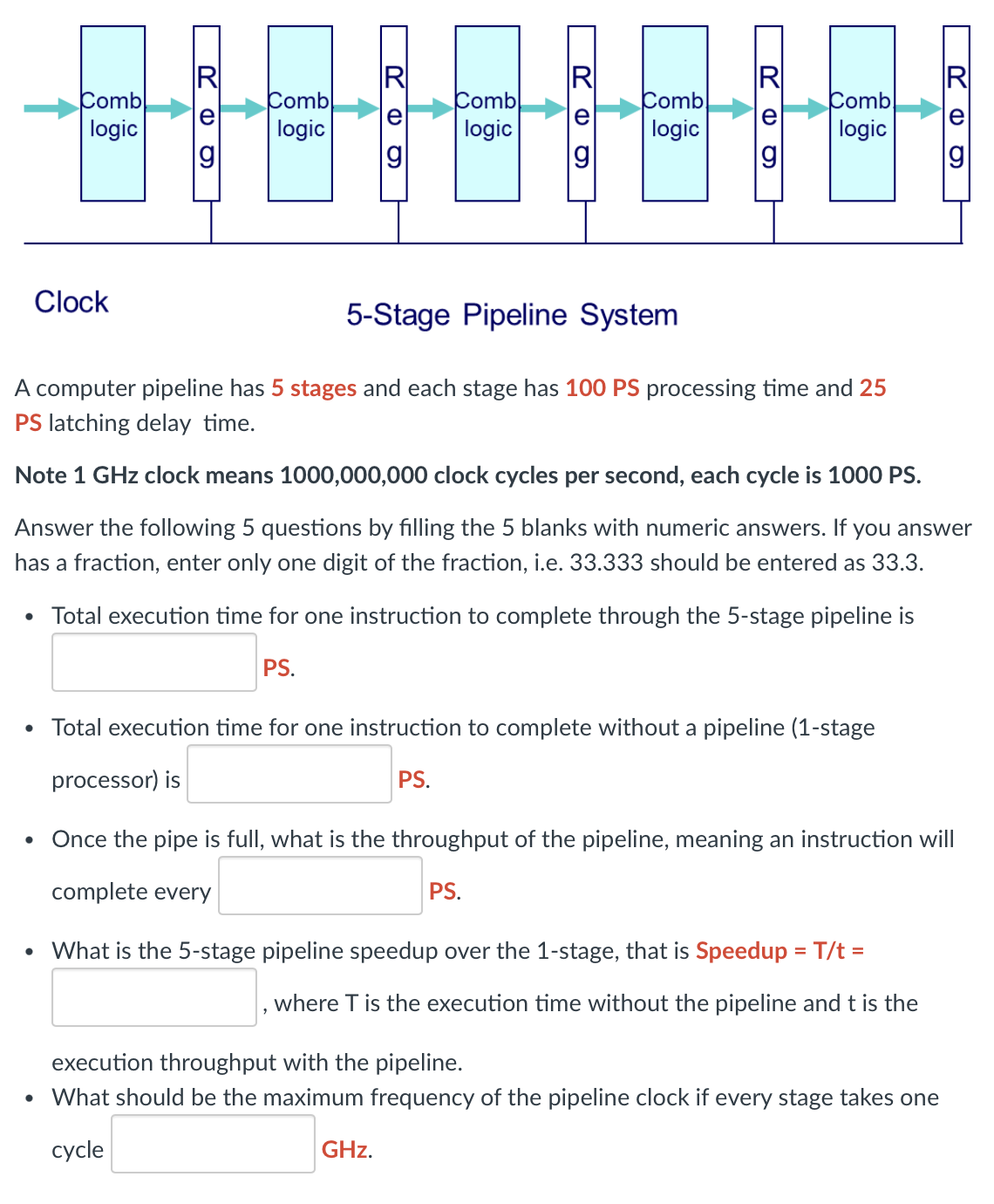 Clock 5 - Stage Pipeline System A computer