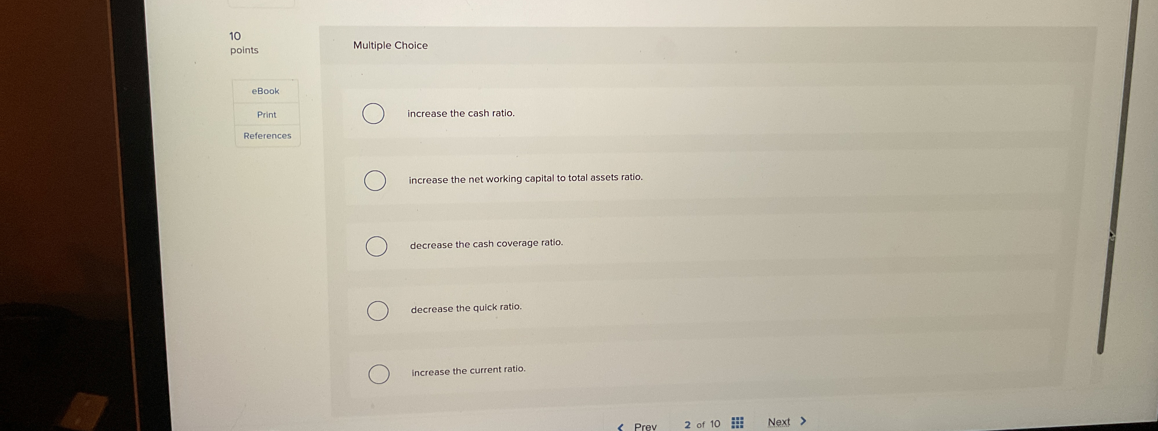 1 0 points Multiple Choice eBook Print References