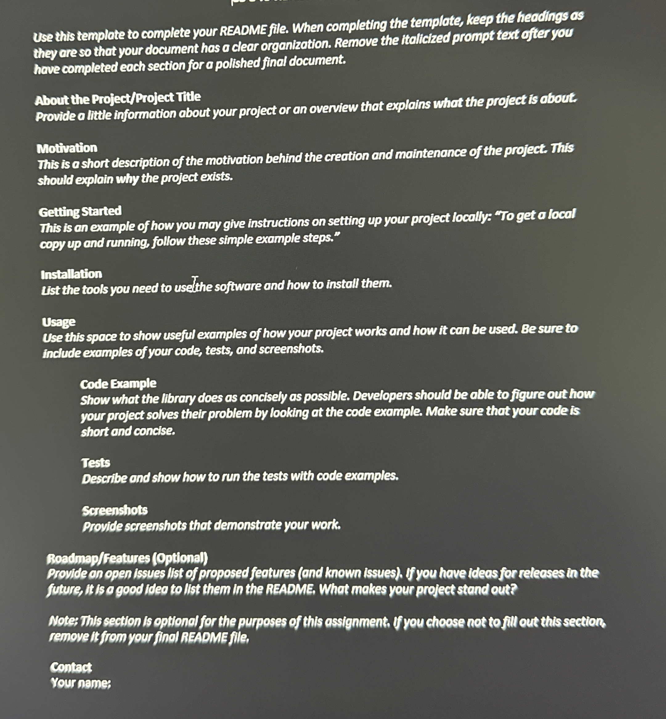 Use this template to complete your README file.