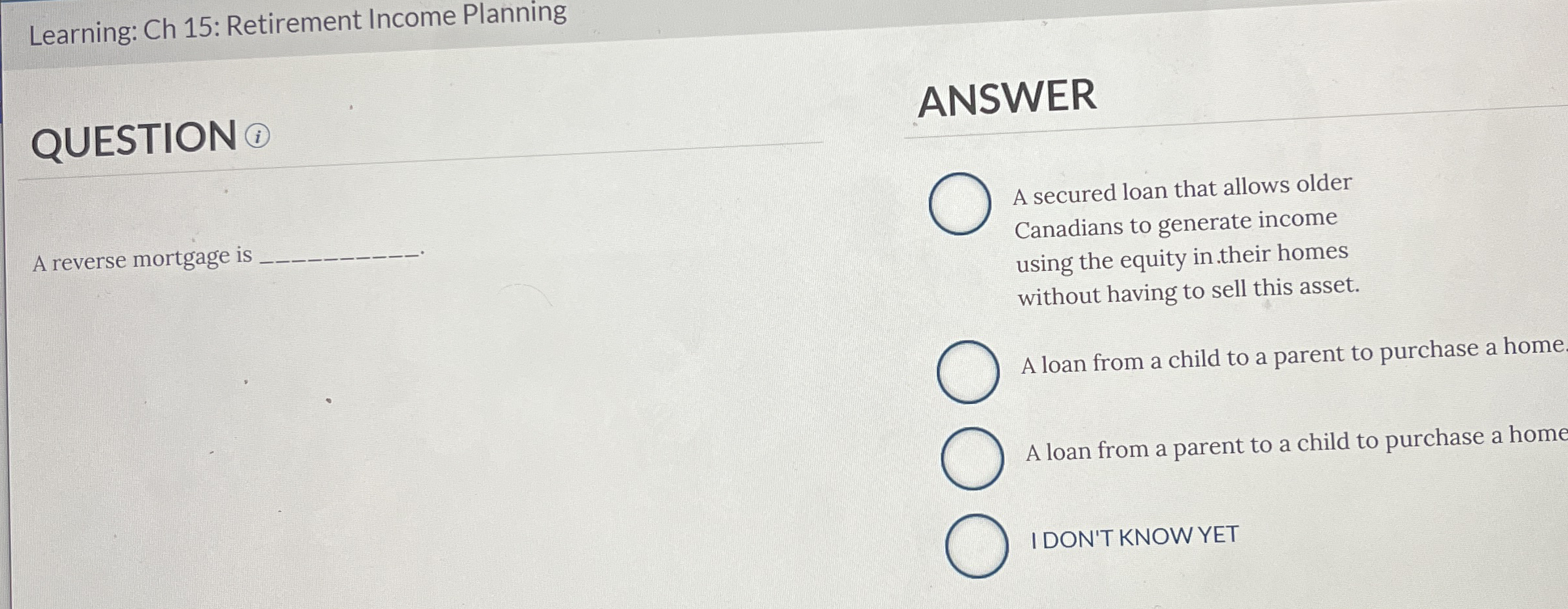 Learning: Ch 1 5 : Retirement Income Planning