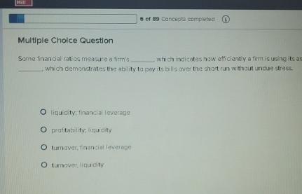 H:III 6 of 9 9 Concepts campleted ( 1 ) Multiple