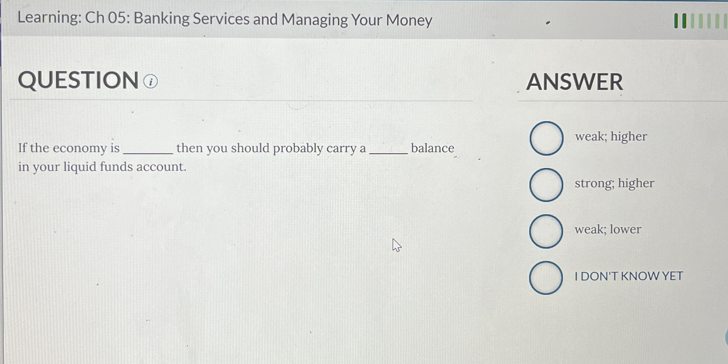 Learning: Ch 0 5 : Banking Services and Managing