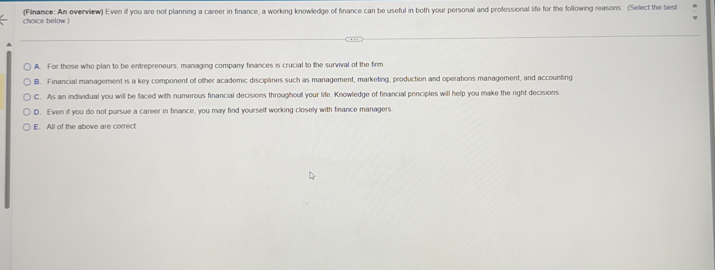 choice below. ) A . For those who plan to be