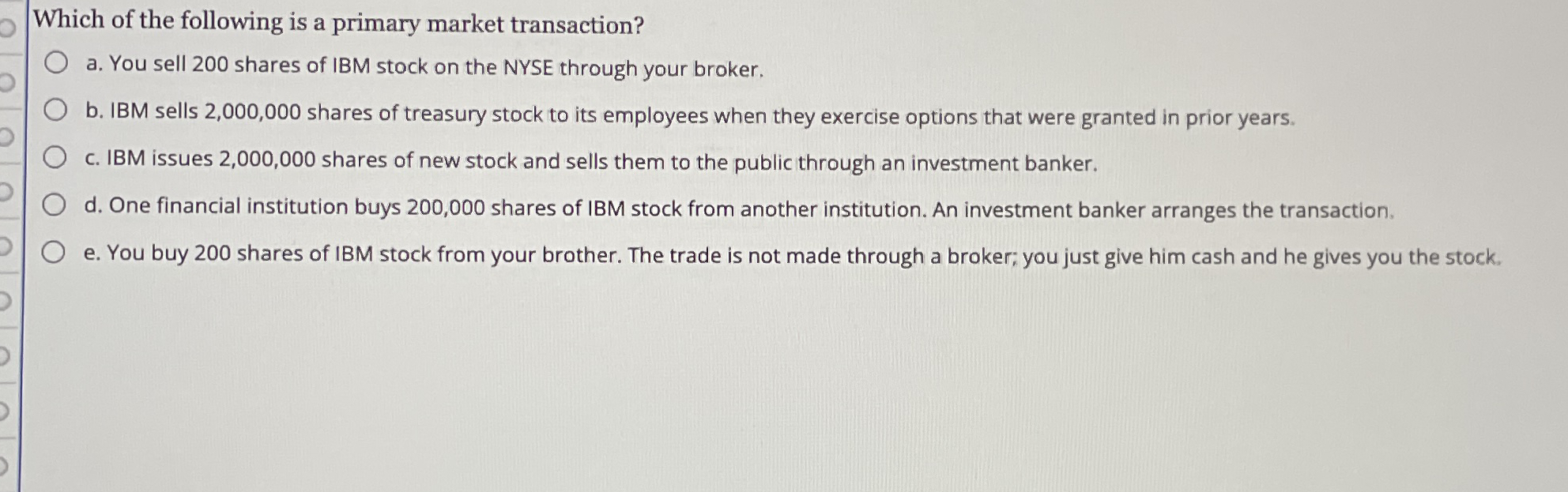 Which of the following is a primary market