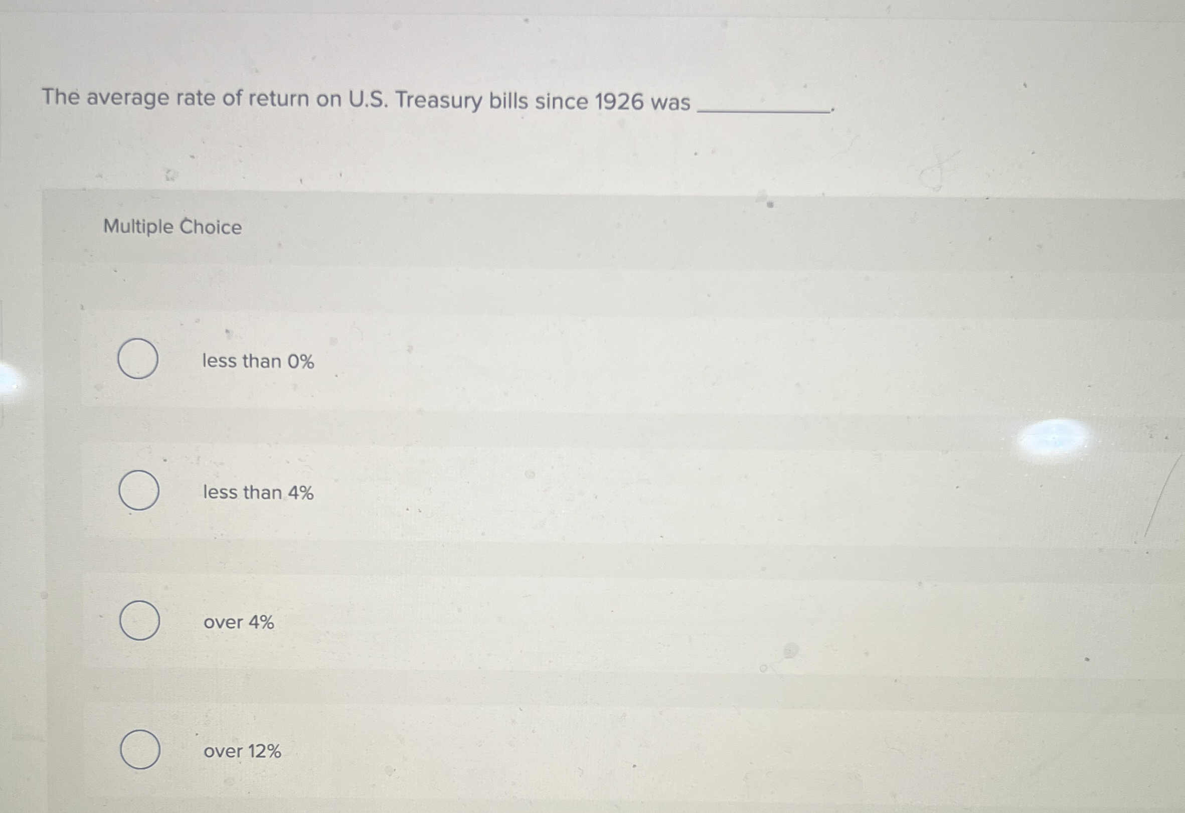 The average rate of return on U . S . Treasury